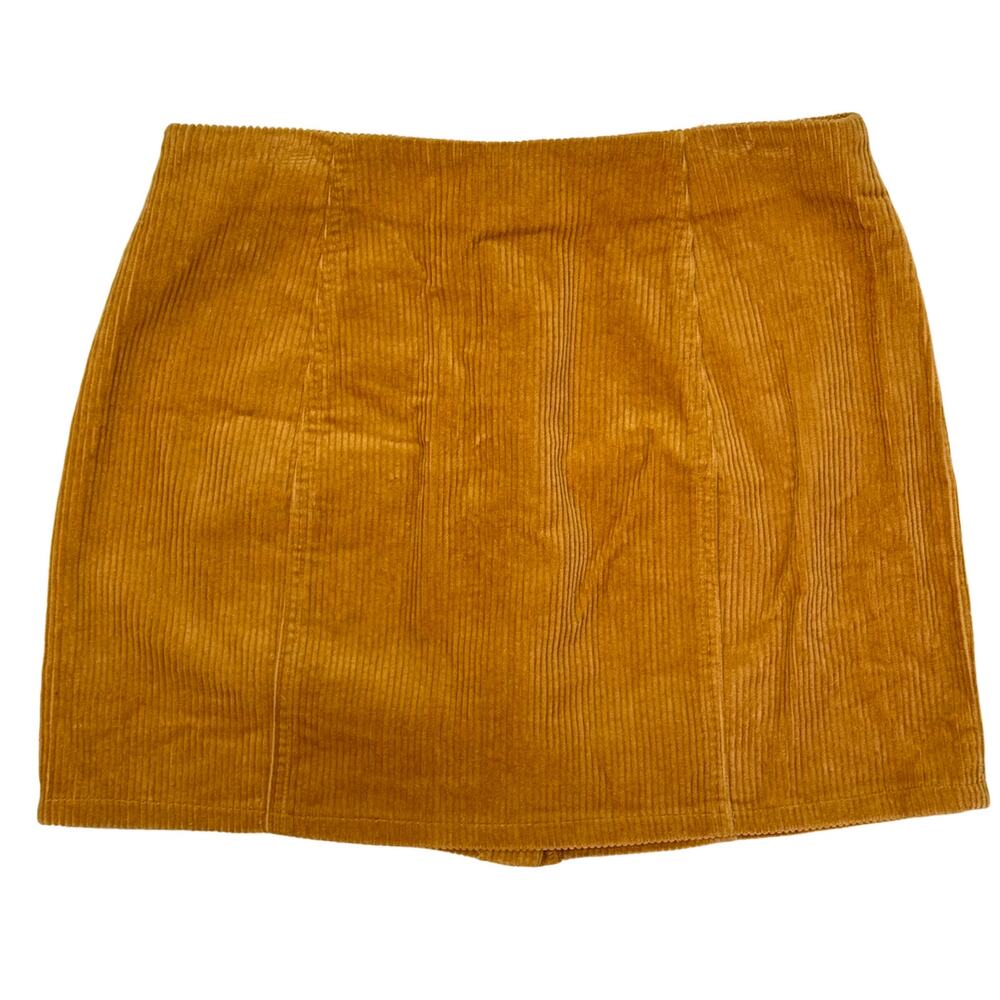 Forever 21 Womens Medium Mini Skirt Snap Corduroy Gold Academia Preppy Coquette - Picture 4 of 10